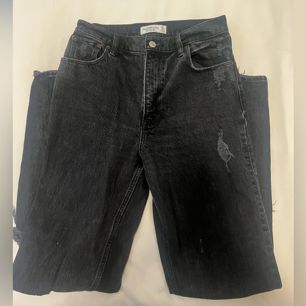 black high rise straight leg abercrombie jeans